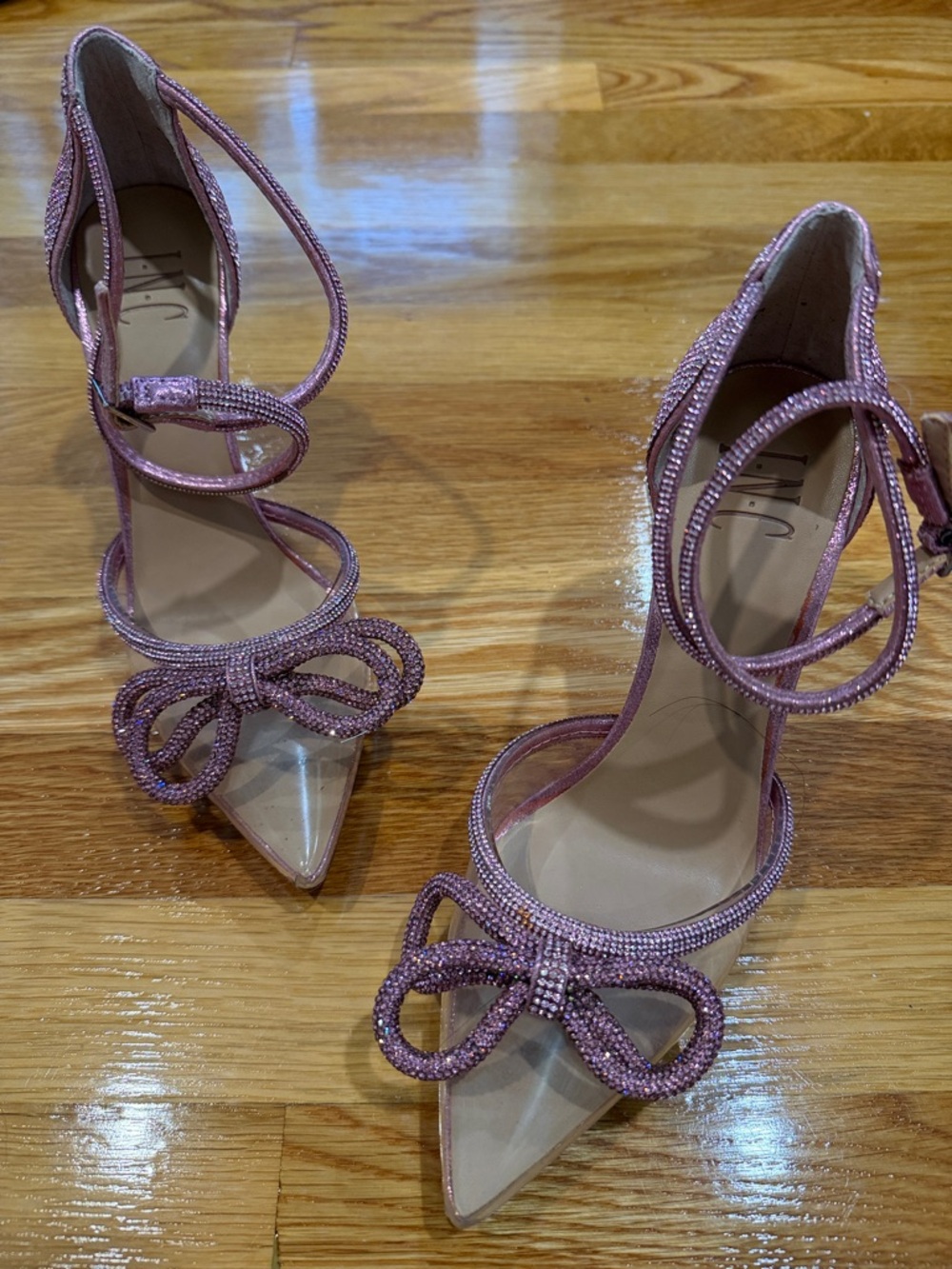 Pink Rhinestone Bow Accent Heels